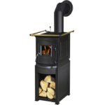GLOBEFIRE Gussofen Pluto, Gusseisen, 5 kW – schwarz