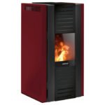JUSTUS Pelletofen Sirkos Aqua, Stahl, max. 6 kW/160 m³, 1-Punkt-Verriegelung – schwarz/bordeauxrot