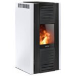 JUSTUS Pelletofen Sirkos Aqua, Stahl, max. 6 kW/160 m³, 1-Punkt-Verriegelung – schwarz/weiß
